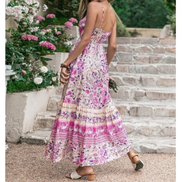 Boho floral print drawstring waist cami dress - Picture 3 of 16